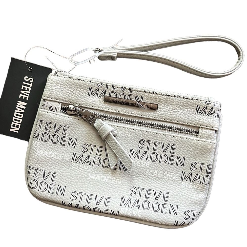 Steve Madden logo gray wristlet